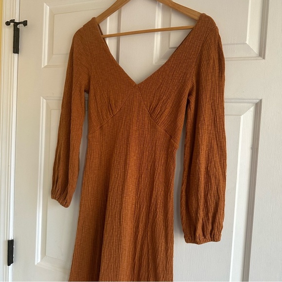 Free People Beach Women’s Small Amalfi Maxi Dress Orange Resort Criss Cross Back - Picture 4 of 8